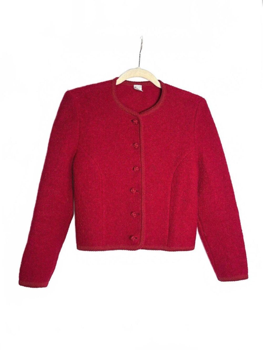 Vintage Lands' End Red Wool Sweater Jacket
